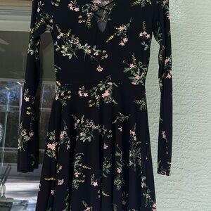 Floral Black long sleeve Dress